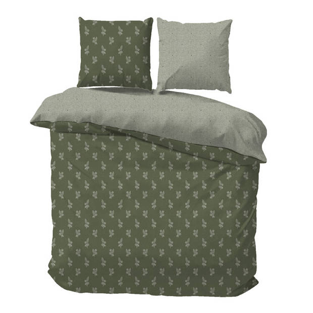 iSleep Dekbedovertrek Ingrid - Groen - 2-Persoons 200x200/220 cm