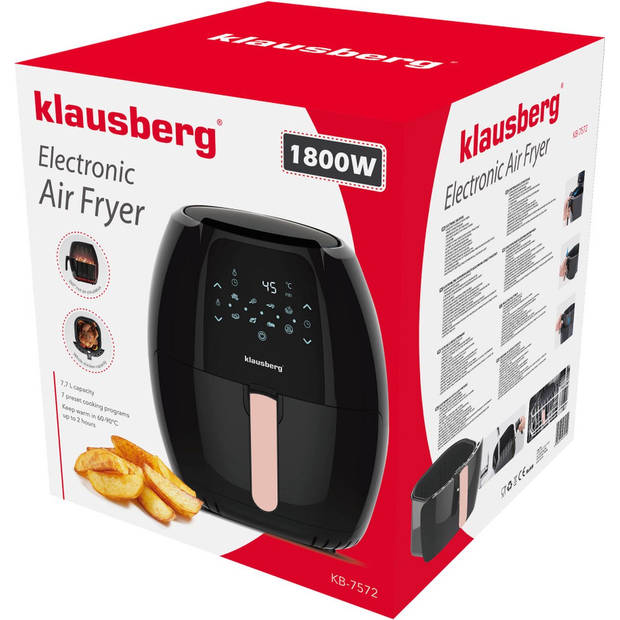 Klausberg 7572 - Airfryer - Zwart - 1800 Watt - 7,7 liter !!