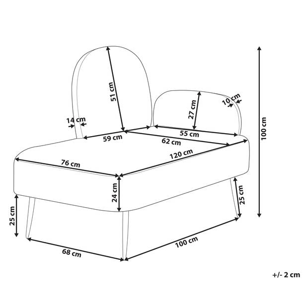 Beliani ARCEY - Chaise longue-Wit-Fluweel