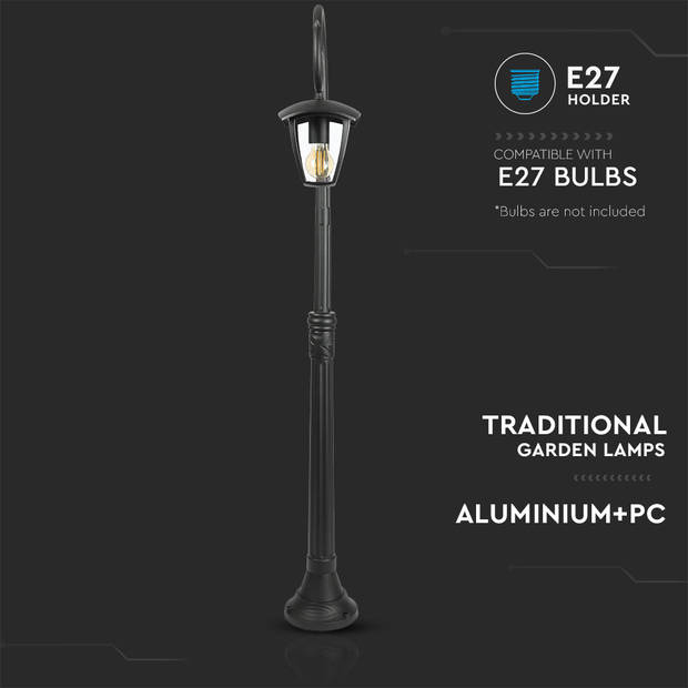 V-TAC VT-737 E27 Buitenverlichting - Staande Lamp - IP44 - Zwart