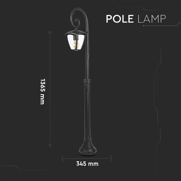 V-TAC VT-737 E27 Buitenverlichting - Staande Lamp - IP44 - Zwart