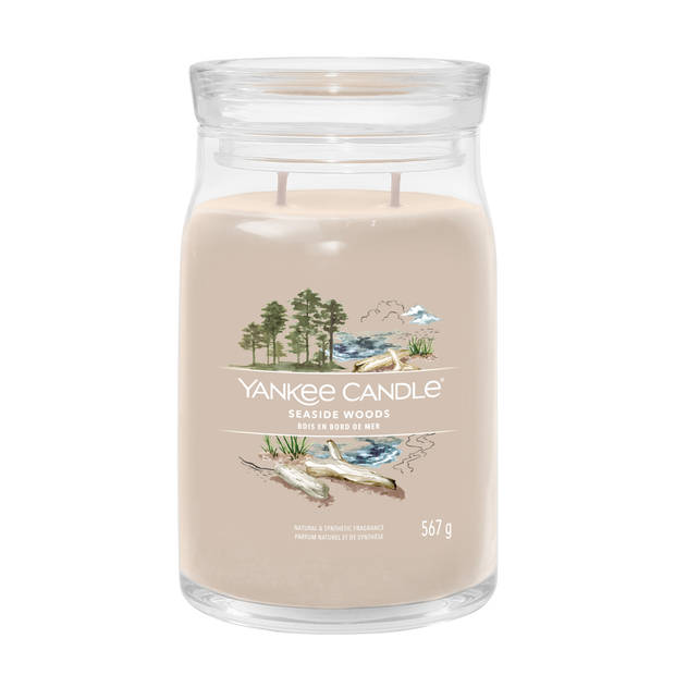 Yankee Candle Geurkaars Large - met 2 lonten - Seaside Woods - 16 cm / ø 9 cm