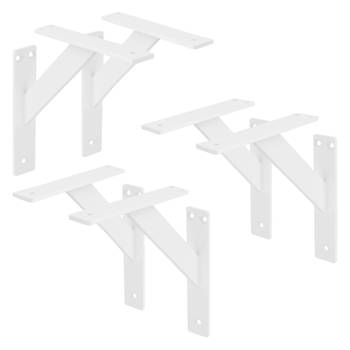 ML-Design 6 stuks plankdrager 180x180 mm, wit, aluminium, zwevende plankdrager, plankdrager, wanddrager voor
