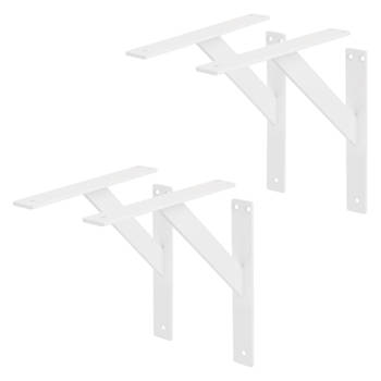 ML-Design 4 stuks plankdrager 240x240 mm, wit, aluminium, zwevende plankdrager, plankdrager, wanddrager voor