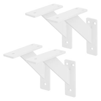 ML-Design 4 stuks plankdrager 120x120 mm, wit, aluminium, zwevende plankdrager, plankdrager, wanddrager voor