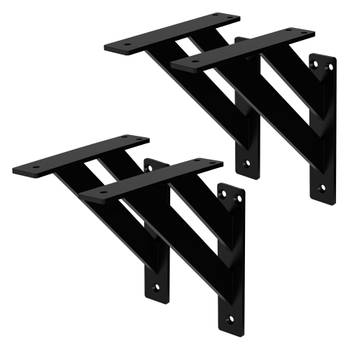 ML-Design 4 stuks plankdrager 180x180 mm, zwart, aluminium, zwevende plankdrager, plankdrager, wanddrager voor