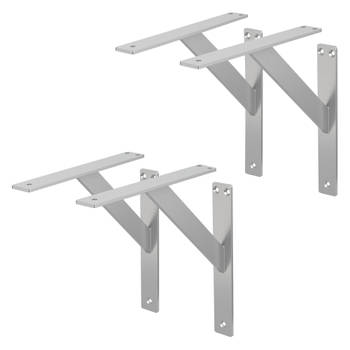 ML-Design 4 stuks plankdrager 240x240 mm, zilver, aluminium, zwevende plankdrager, plankdrager, wanddrager voor