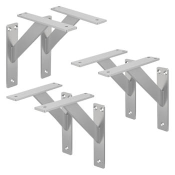 ML-Design 6 stuks plankdrager 180x180 mm, zilver, aluminium, zwevende plankdrager, plankdrager, wanddrager voor