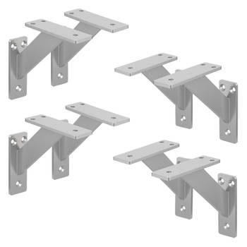 ML-Design 8 stuks plankdrager 120x120 mm, zilver, aluminium, zwevende plankdrager, plankdrager, wanddrager voor