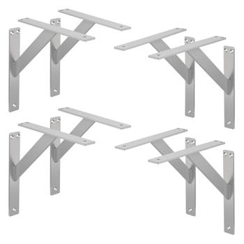 ML-Design 8 stuks plankdrager 240x240 mm, zilver, aluminium, zwevende plankdrager, plankdrager, wanddrager voor