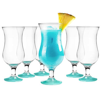 Glasmark Cocktail glazen - 6x - 420 ml - turquoise - glas - pina colada glazen - Cocktailglazen