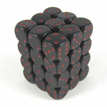 Chessex Opaque zwart/rood D6 12mm Dobbelsteen Set (36 stuks)