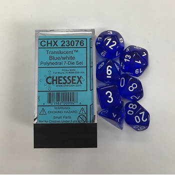 Chessex Translucent Blue/white Polydice Dobbelsteen Set (7 stuks)