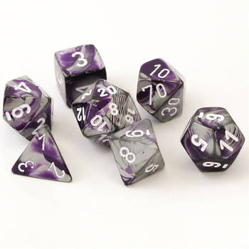 Chessex Gemini Purple-Steel/white Polydice Dobbelsteen Set (7 stuks)