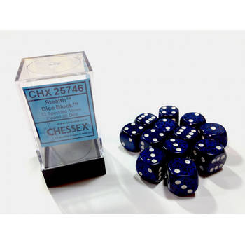 Chessex Stealth gespikkeld D6 16mm Dobbelsteen Set (12 stuks)
