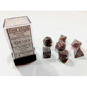 Chessex Graniet Gespikkelde Polydobbelsteen Set (7 stuks)