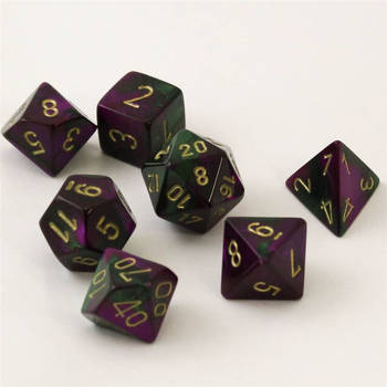 Chessex Gemini Green-Purple/gold Polydice Dobbelsteen Set (7 stuks)