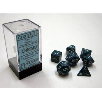 Chessex Zee gespikkelde polydobbelsteen set (7 stuks)