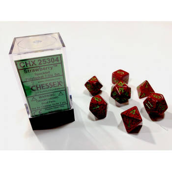 Chessex Strawberry Speckled Polydice Dobbelsteen Set (7 stuks)