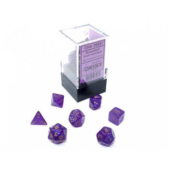 Chessex Borealis Mini-Polyhedral Royal Purple/gold Luminary Dobbelsteen Set (7 stuks)