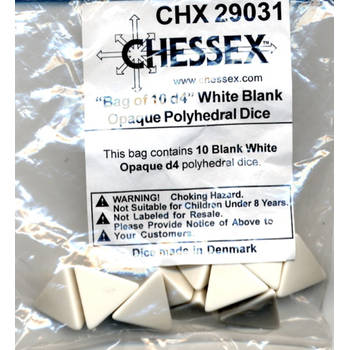 Chessex Opaque Wit Blanc D4 Dobbelsteen Set (10 stuks)