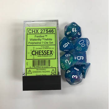 Chessex Festive Waterlily/white Polydice Dobbelsteen Set (7 stuks)
