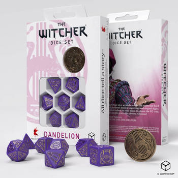 Q-Workshop The Witcher Dice Set - Dandelion - Viscount de Lettenhove (7 pcs + coin)