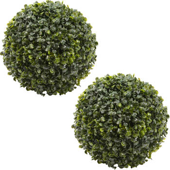 Buxus bol kunstplanten - 2x stuks - D36 cm - groen - kunststof - Kunstplanten