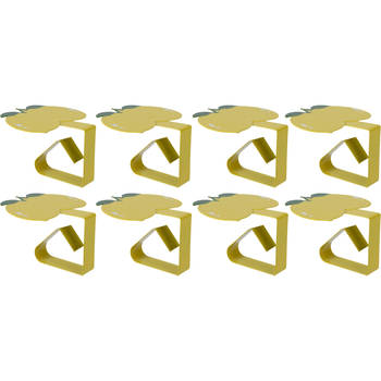 Decoris tafelkleedklemmen - 8x - citroen - geel - ijzer - 7 x 4 cm - tafelkleedklemmen