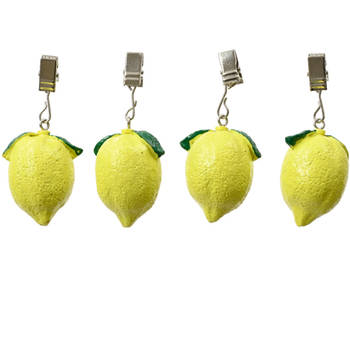 Decoris tafelkleedgewichten - 4x - citroen - ijzer - geel - Tafelkleedgewichten
