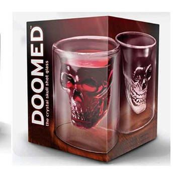 Skull Glass - d**dshoofd Whiskeyglas - Handgeblazen Schedelglas - 100ml - d**dshoofd Shot Glas - Groen/Zwart