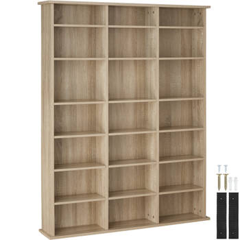 tectake® - CD-kast boekenkast Stevie 105,5x19x136,5cm - Licht hout, eiken Sonoma