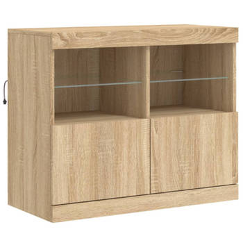 vidaXL Dressoir met LED-verlichting 81x37x67 cm sonoma eikenkleurig