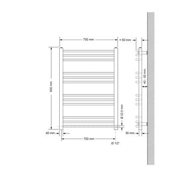 Badkamerradiator Sahara 750x800 mm wit gebogen met zijaansluiting LuxeBath