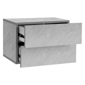 ML-Design 2-delige set nachtkastje hangend met 2 laden, grijs betonlook, 42x29x30 cm, hout, zwevend nachtkastje,