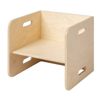 Van Dijk Toys houten kubusstoel / kinderstoel Naturel 32x32x32cm vanaf 1 jaar (Kinderopvang kwaliteit)