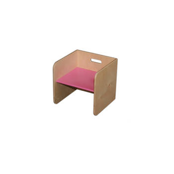Van Dijk Toys houten kubusstoel / kinderstoel Roze - 32x32x32cm vanaf 1 jaar (Kinderopvan kwaliteit)