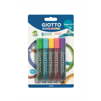 Giotto 5 tubes glitterlijm 10,5ml - Confetti