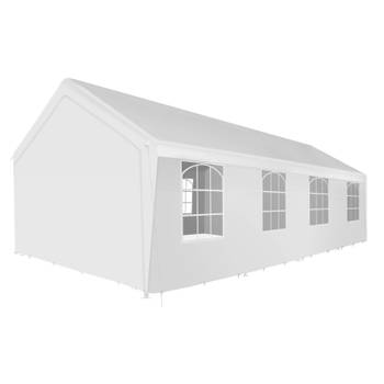 tectake® - XXL Partytent tuinpaviljoen Mammut 8x4m - Grote kijkvensters - wit - 404972