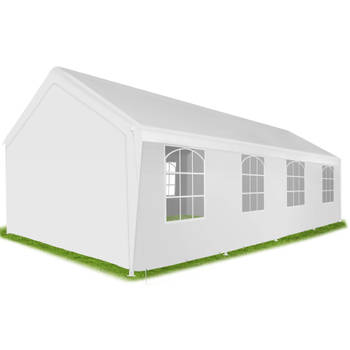 tectake® - XXL Partytent tuinpaviljoen Mammut 8x4m - Grote kijkvensters - wit - 404972