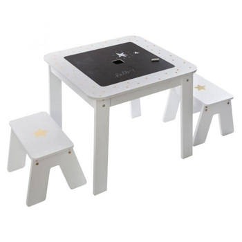 Sphera Kindertafel met 2 krukjes - Wit - 57x57x51 cm