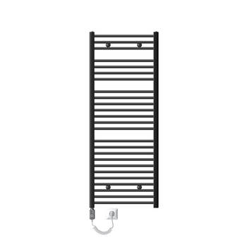 Elektrische badkamerradiator met verwarmingselement 1200W 600x1500 mm antraciet gebogen met zijaansluiting LuxeBath