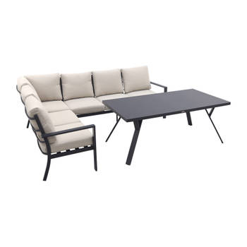 GI Sergio lounge dining set 3-delig - Links - black/Copper