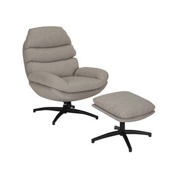 Bronx71 Draaifauteuil met hocker Palma linnen taupe.