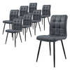 ML-Design eetkamerstoelen set van 8, antraciet, keukenstoel van kunstleer, woonkamerstoel met rugleuning, gestoffeerde