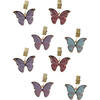 Decoris tafelkleedgewichten - 8x - vlinder - metaal - paars - Tafelkleedgewichten