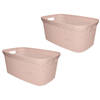 2x Wasmand/wasgoed draagmanden oud roze 35 liter 34 x 54 x 23 cm huishouden - Wasmanden