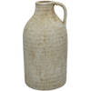 Vaas kruik/fles model - vintage - terracotta - creme wit - D15 x H30 cm - Vazen