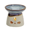 Geurbrander voor amberblokjes/geurolie - keramiek - reactieve glazuur blauw - 12 x 10 x 12 cm - Geurbranders