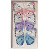 Decoris Kerstdecoratie vlinders op clip - 3x - ijsblauw - 12 x 8 cm - Kersthangers